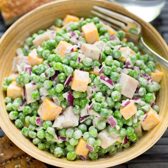Creamy Pea Salad - Recipe photo by Simply Happy Foodie