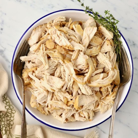 Dutch Oven Shredded Chicken - Recipe photo by practical southern cooking