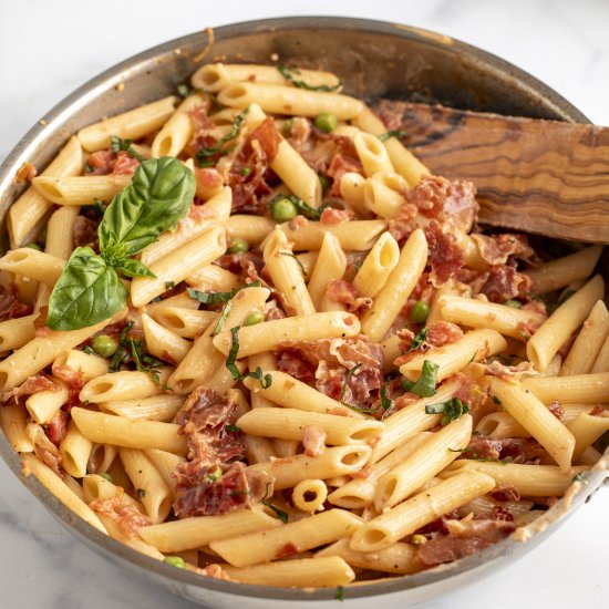 Prosciutto Pasta - Recipe photo by BeyondtheCoop