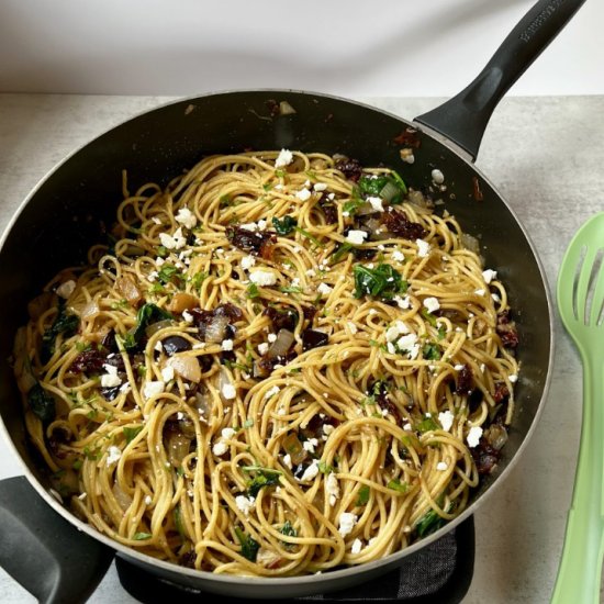 Sun-Dried Tomato Eggplant Pasta - Recipe photo by thewholesomespoonblog