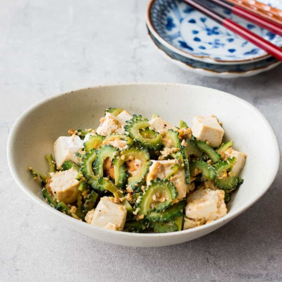 Vegetarian Goya Chanpuru - Recipe photo by chefjacooks