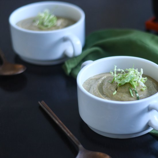 Vegan Brussels Sprouts Soup - Recipe photo by Feed Your Soul Too