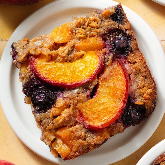 Blueberry Peach Baked Oatmeal - Recipe photo by thehealthfulideas