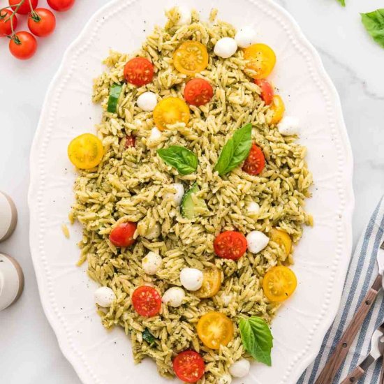 Easy Pesto Orzo Salad - Recipe photo by getonmyplate