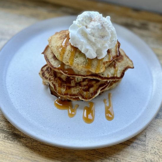 Caramel Apple Pancakes - Recipe photo by thewholesomespoonblog