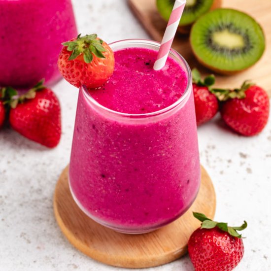 Dragon Fruit Strawberry Smoothie - Recipe photo by Three Little Chickpeas