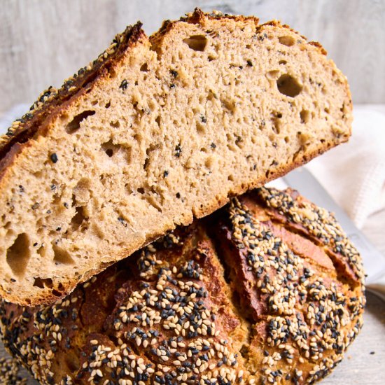 Sourdough Buckwheat No-Knead Bread - Recipe photo by ForThePleasureOfEating