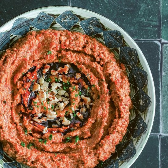 Roasted Red Pepper & Walnut Dip - Recipe photo by coolfooddude