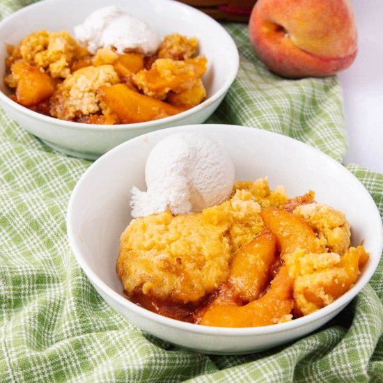 Peach Cobbler with Cake Mix - Recipe photo by Intentional Hospitality