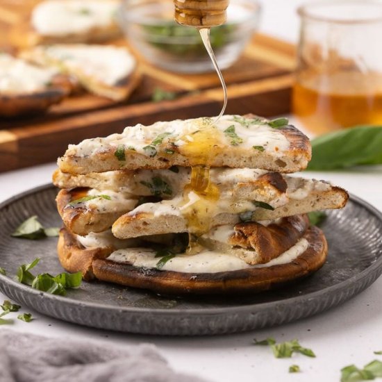 Grilled Flatbread with Herbed Ricotta - Recipe photo by practical southern cooking