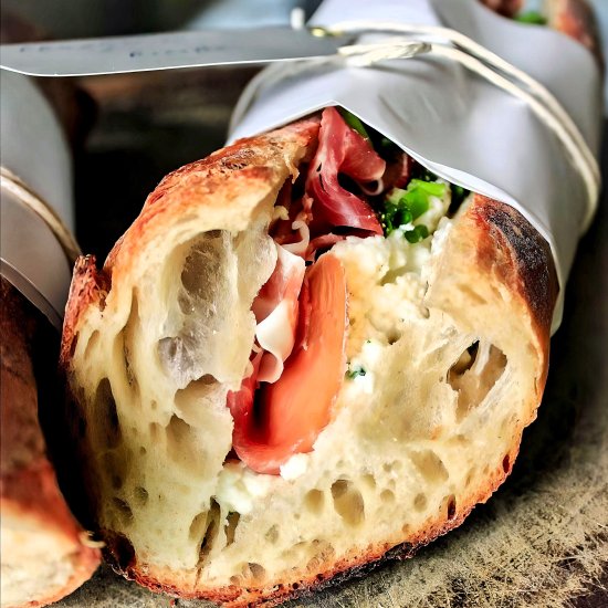 Prosciutto & Ricotta Baguette - Recipe photo by Woman And The Whisk