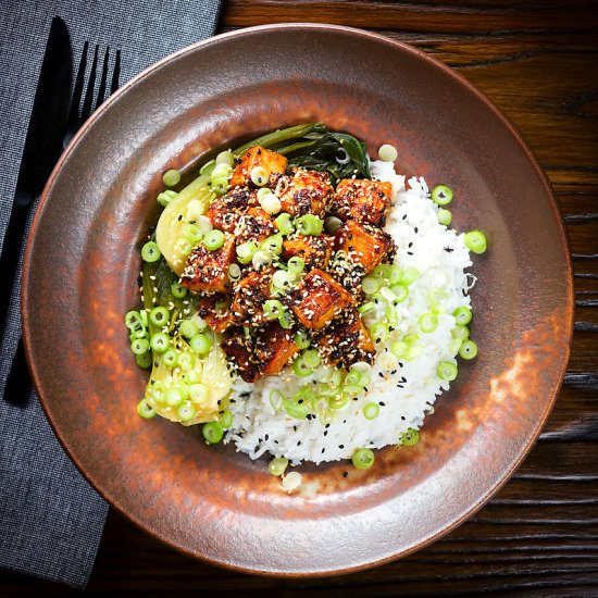 Vegan Spicy Sticky Sesame Tofu - Recipe photo by Brian Jones