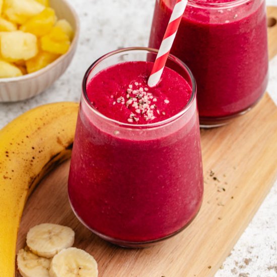 Beet and Banana Smoothie - Recipe photo by Three Little Chickpeas