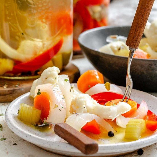 Pickled Italian Vegetables - Recipe photo by ColeyCooks