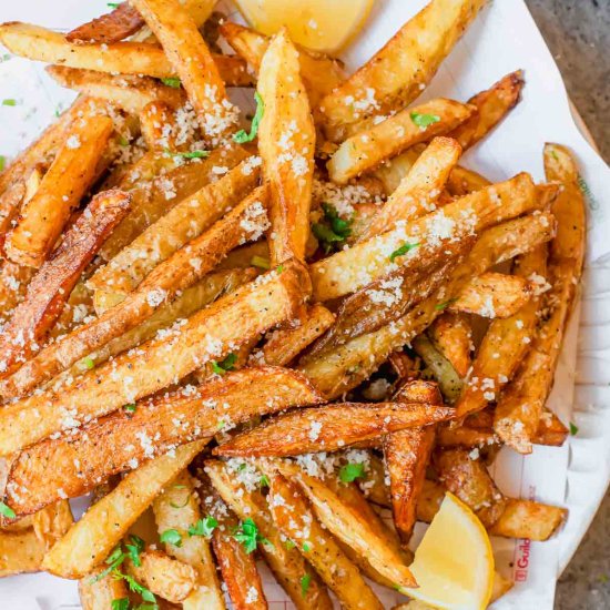 Parmesan Truffle Fries - Recipe photo by Running to the Kitchen
