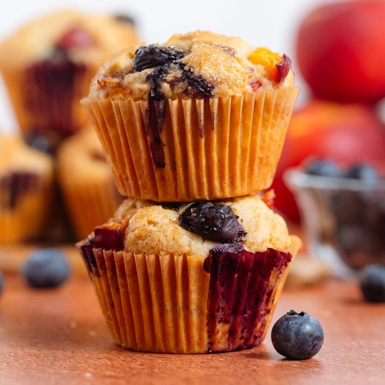 Blueberry Peach Muffins - Recipe photo by thehealthfulideas