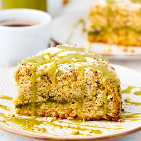 Pistachio Coffee Cake - Recipe photo by peasandpeonies