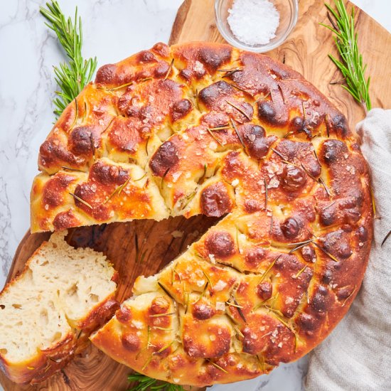High Protein Sourdough Focaccia - Recipe photo by ForThePleasureOfEating