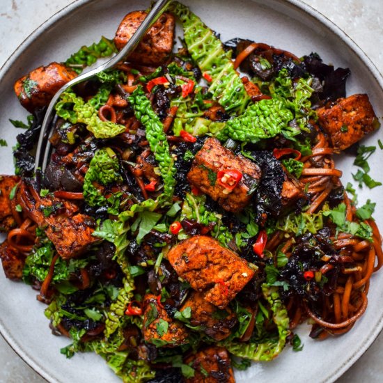 Vegan XO Noodles with Smoked Tofu - Recipe photo by missrachelphipps