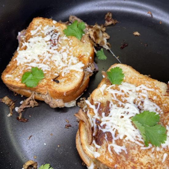 Pulled Pork Grilled Cheese - Recipe photo by thewholesomespoonblog