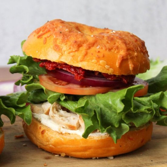 Cream Cheese Chicken Bagel Sandwich - Recipe photo by thecandidcooks