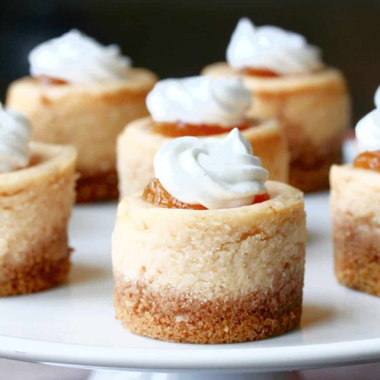 Peaches and Cream Mini Cheesecakes - Recipe photo by karenskitchenstories