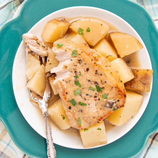 Crock Pot Pork Chops with Potatoes - Recipe photo by Intentional Hospitality