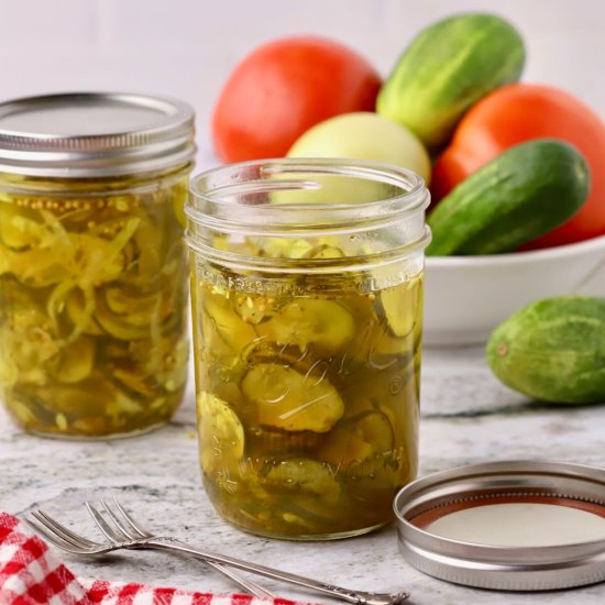 Microwave Bread and Butter Pickles - Recipe photo by Grits and Pinecones