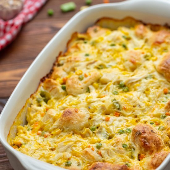 Chicken Pot Pie Biscuit Casserole - Recipe photo by The Cookin Chicks