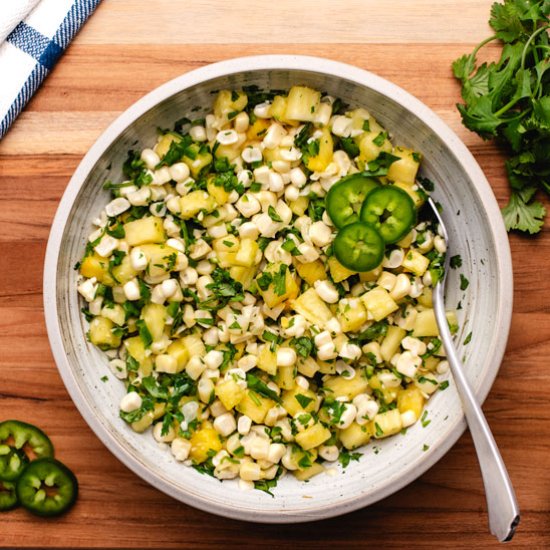 Pineapple Corn Salsa - Recipe photo by Three Little Chickpeas