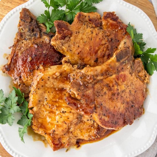 Maple Glazed Pork Chops - Recipe photo by Intentional Hospitality