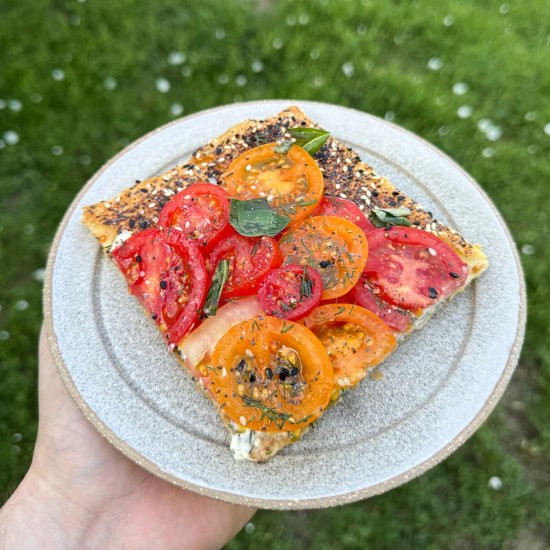 Everything Bagel Tomato Tart - Recipe photo by saltbuttersmoke