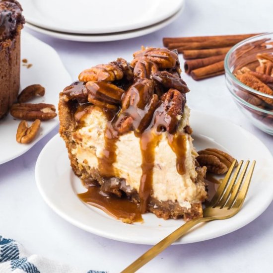 Pecan Pie Cheesecake - Recipe photo by Grits and Pinecones