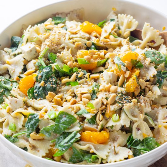 sesame tofu pasta salad - Recipe photo by Wee Little Vegans