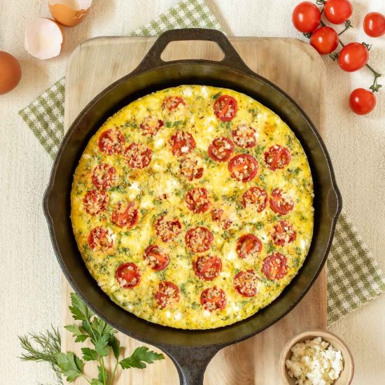 Tomato Frittata with Feta and Herbs - Recipe photo by seasonedkitchen