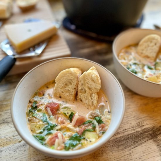 Creamy Sausage and Potato Soup - Recipe photo by thewholesomespoon