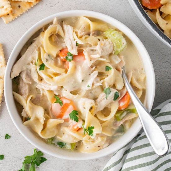 Creamy Chicken Noodle Soup - Recipe photo by Blues Best Life