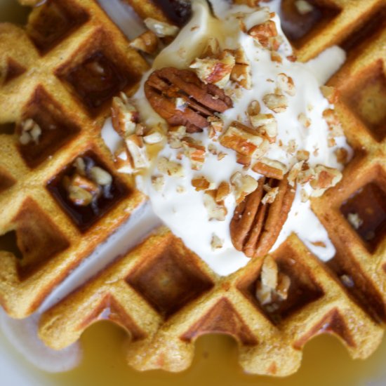 Easy Kodiak Cakes Pumpkin Waffles - Recipe photo by lanebakery