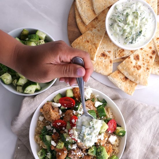 Chicken Bowls with Tzatziki Sauce - Recipe photo by SuburbanSimplicity