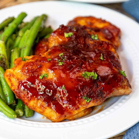 Oven Baked BBQ Chicken Thighs - Recipe photo by bykelseysmith