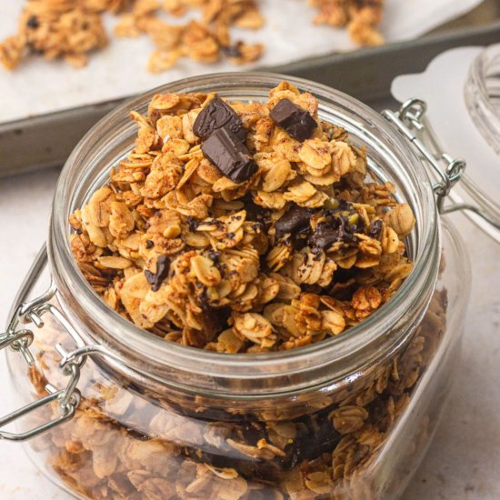 Dark Chocolate Chunk Granola - Recipe photo by healthdownsouth