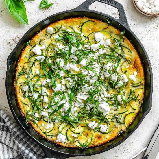 Zucchini Frittata with Feta + Basil - Recipe photo by ColeyCooks