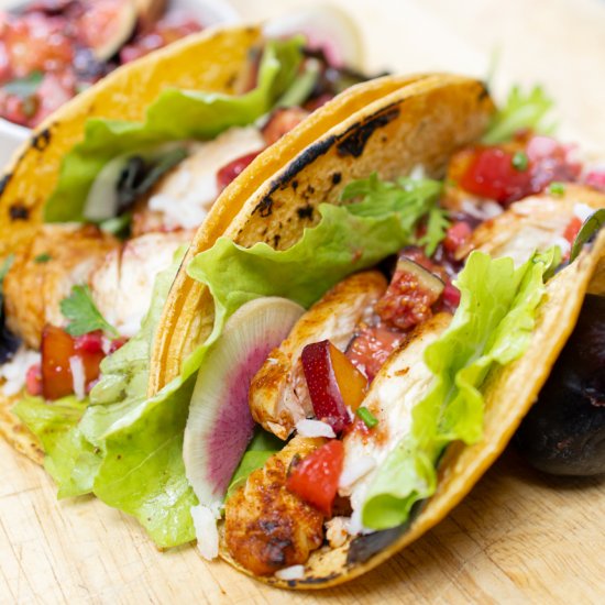 chicken tacos fig & plum salsa - Recipe photo by a zest for life