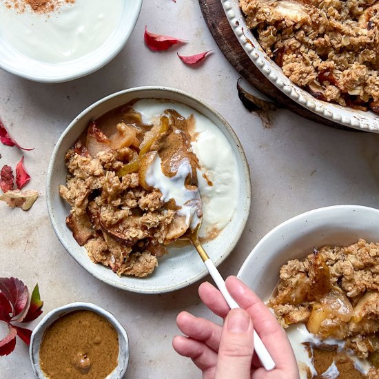 Simple Vegan Apple Crisp - Recipe photo by vibrantplate