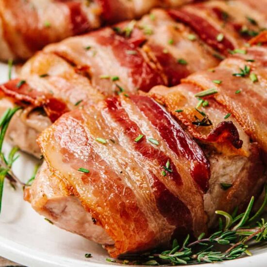 Bacon-Wrapped Pork Tenderloin - Recipe photo by Delicious Destinations