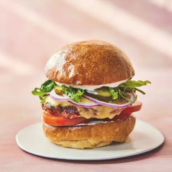Beetroot Tempeh Smash Burgers - Recipe photo by coolfooddude