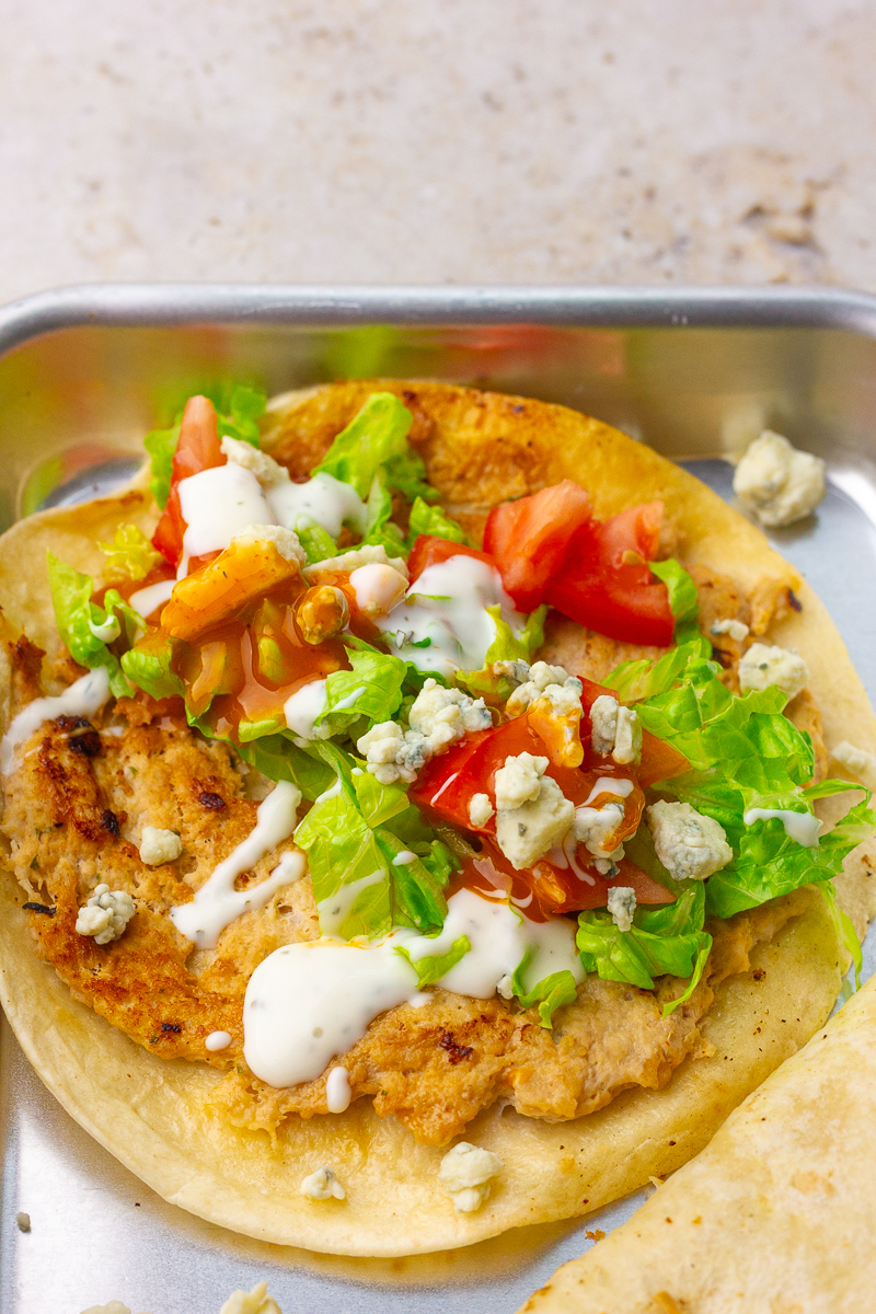 Buffalo Chicken Smash Tacos - Recipe photo by healthdownsouth
