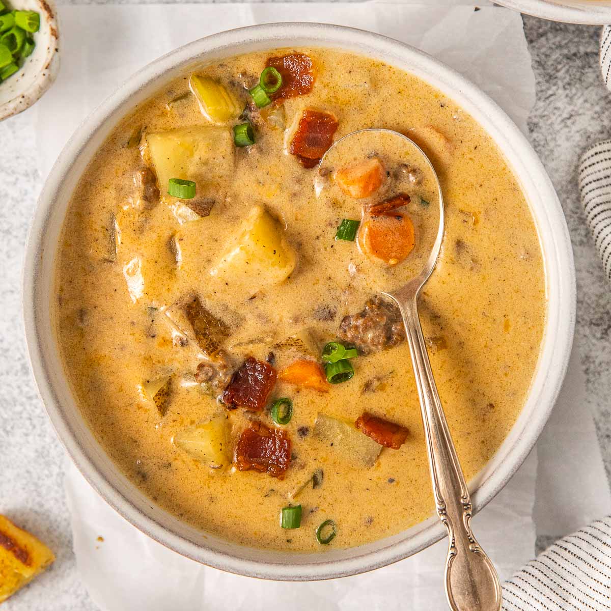 Easy Bacon Cheeseburger Soup - Recipe photo by ToSimplyInspire