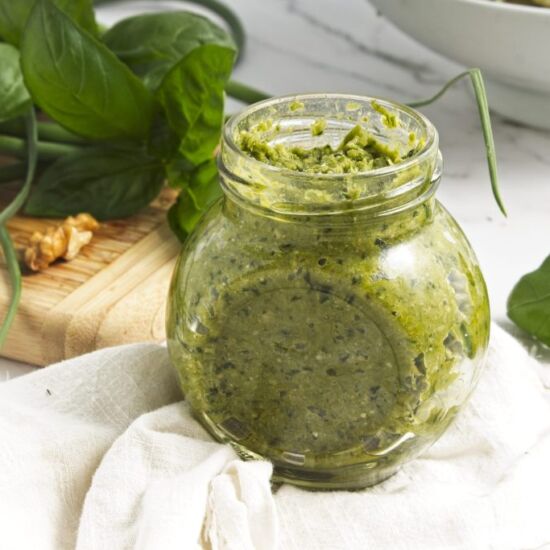 Garlic Scape Pesto - Recipe photo by Homestead How-To