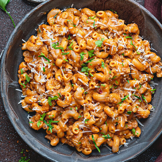 One-Pot Creamy Ground Beef Pasta - Recipe photo by cubesnjuliennes